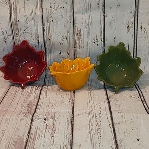 Pier 1 Autumn Leaf Bowls in Red, Yellow, and Green